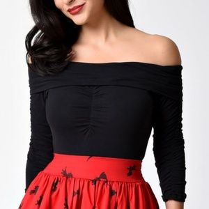 Pinup Off Shoulder 3/4 Sleeve Top 